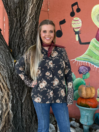 Carmine Wildflower Rib Top