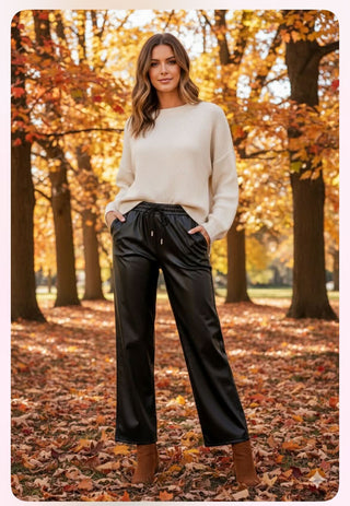 Knox Black Wide Leg Crop Pants