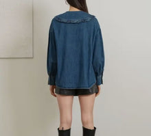 Load image into Gallery viewer, Blaze Ruffle Collar Denim Top