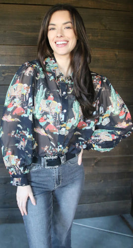 Evie Long Sleeve Cowboy Blouse