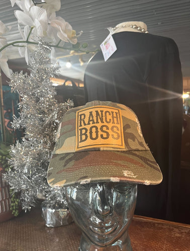 Distressed Camo Ranch Boss Cap