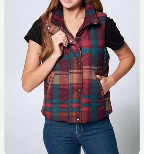 Rynne Plaid Zip-Up Vest