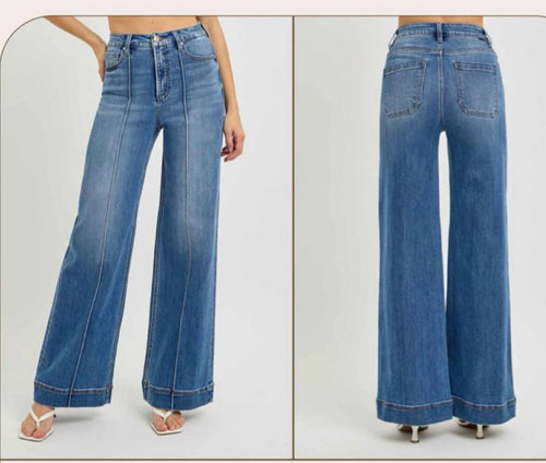 Front Seam Wide Leg Jeans