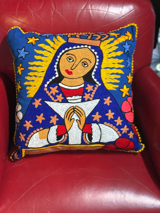 Virgin Mary Embroidered Pillow