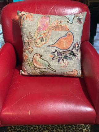 Bird Embroidered Pillow
