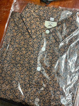 Floral Tomahawk Golf Button Up | Black & Gold