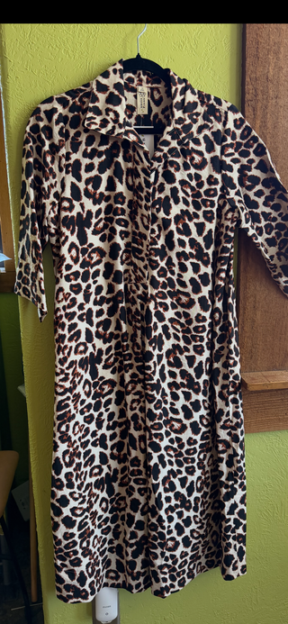Leopard Print Midi Shirt Dress by Ivy Jane