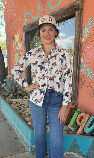 Diego Horse Button Up Top