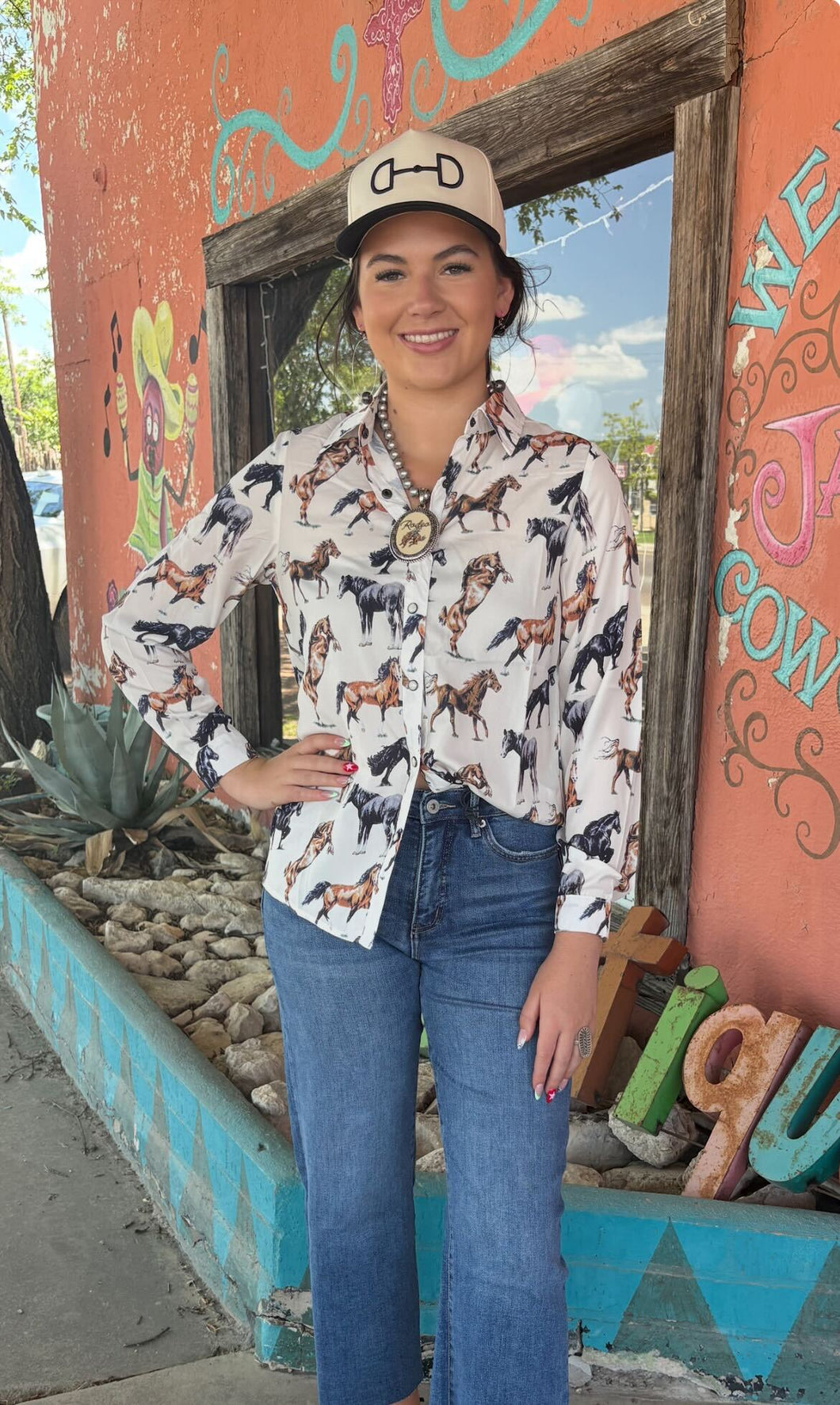 Diego Horse Button Up Top
