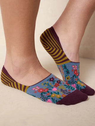 Jewel Border No Show Socks, Set of 2