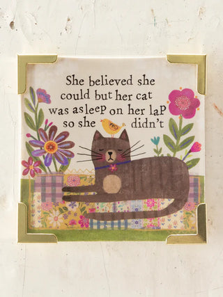 Cat Nap Humor Art Plaque