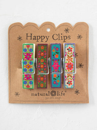 Floral Happy Clips, Set of 4