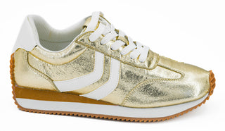 Kickoff Gold Crinkle Sneakers by Corkys
