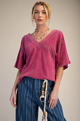 Rose Lace Cotton Blouse by Easel