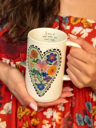 Floral Heart Happy Mug