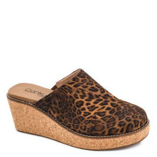Corkys Maybe Later Leopard Cork Wedge Clog