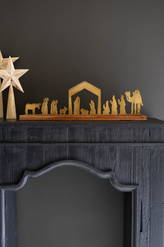 Antique Brass Table Top Nativity