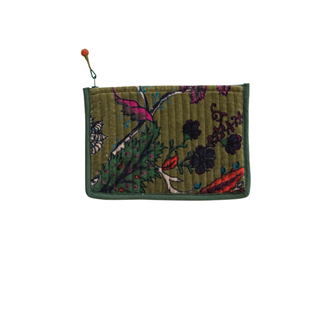 Quilted Velvet Zip Pouch