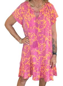 Padre Pink Orange - Cap Sleeve Dress