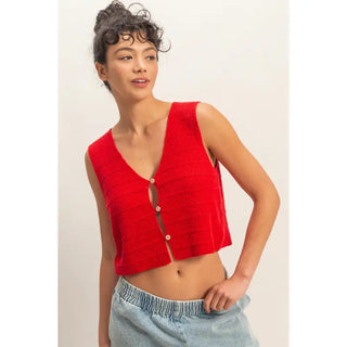 Rosie Red Knit Vest Top
