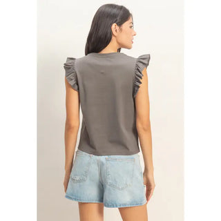 Charcoal Belle Ruffle Top