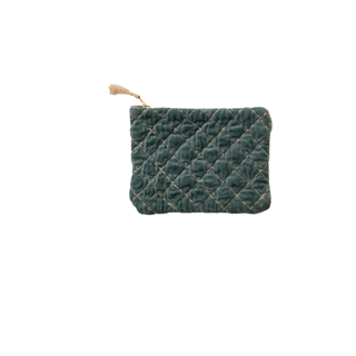 Quilted Zip Embroidery & Tassel Pouch