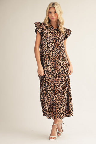 Savannah Nights Leopard Midi Dress