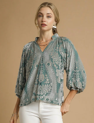 Sage By You Split Neck Top