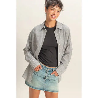 Noir Stripe Button-Up Shirt