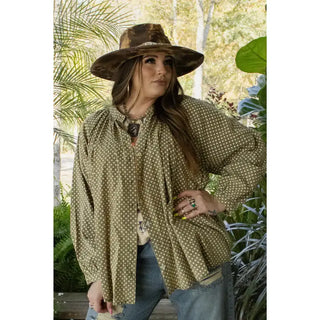 Dots in Wild Sage Top