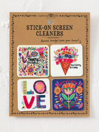 Thankful Grateful Stick-On Screen Cleaner, Set of 4