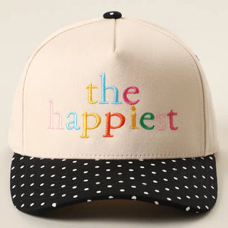 The Happiest Black Polka Trucker Hat