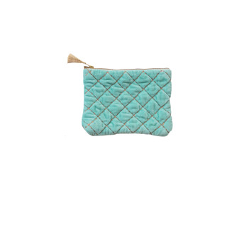 Quilted Zip Embroidery & Tassel Pouch
