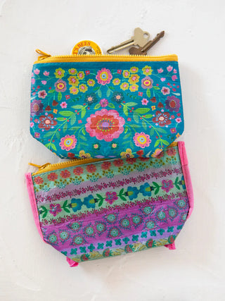 Turquoise Folk Flower Pouch