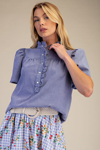 Delaney Chambray Top by Easel