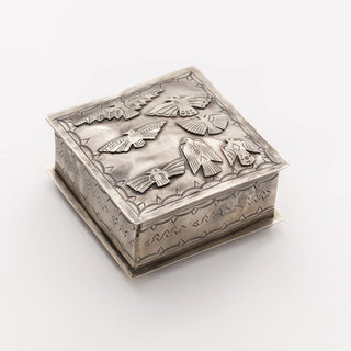 Southwest Spirit Bird Stamped Silver Keepsake Box