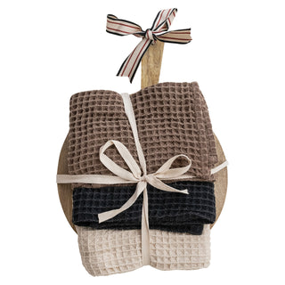 Waffle Weave Tea Cloths Cutting Board Set