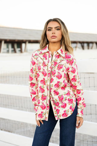 Wild Rose Button Up Top