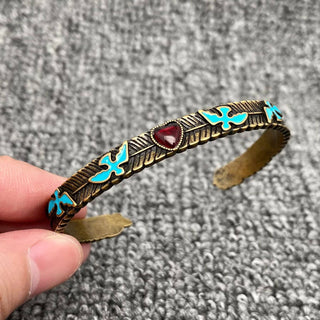 Vintage Red Heart Cuff Bracelet