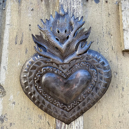 Flaming Sacred Heart Folk Art