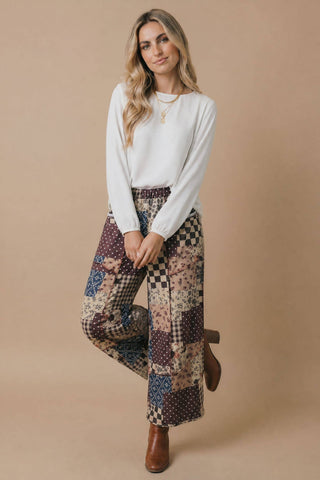 Patchwork Floral French Terry Pants