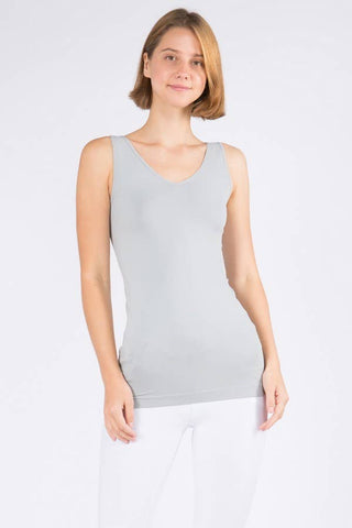 Double Take reversible seamless tank with V-neck and scoop-neck styling