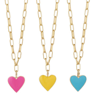 Sweet Heart Enamel Gold Necklace | Blue
