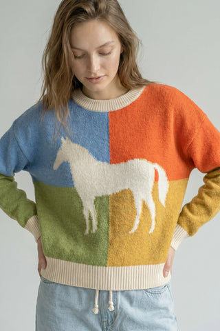 Sunset Horse Intarsia Wool-Blend Sweater