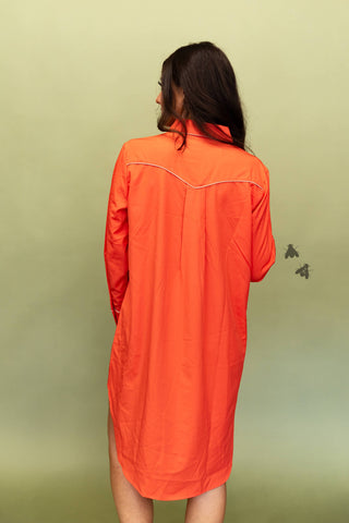Cowpoke Classic poppy-orange button-front hi-low Western dress