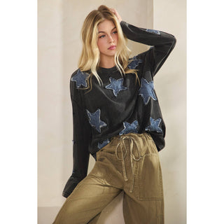 Moonfall Star Denim Pullover