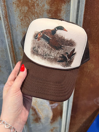 Brown Retro Duck Trucker Cap