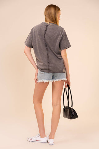 Swallow Embroidered Mineral Wash Tee