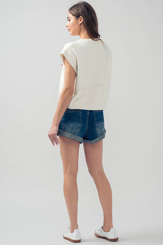 Western Charm Cropped Crewneck Cardigan