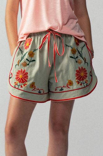Daisy Embroidered Floral Shorts